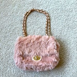 Japan Brand Noela Vitange Pink Faux Fur Shoulder Bag